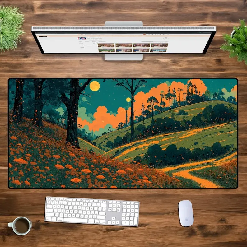 

Moonlight grass, natural large gaming mouse mat XXL 5.Mechanical keyboard Multi-model office accessories plus long desk mat