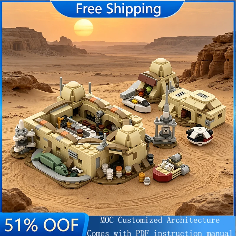 

Новые детали 865 MOC Star Battle Series: Модель таверны, конструктор, креативный набор для сборки, развивающая игрушка, подарок на день рождения для детей