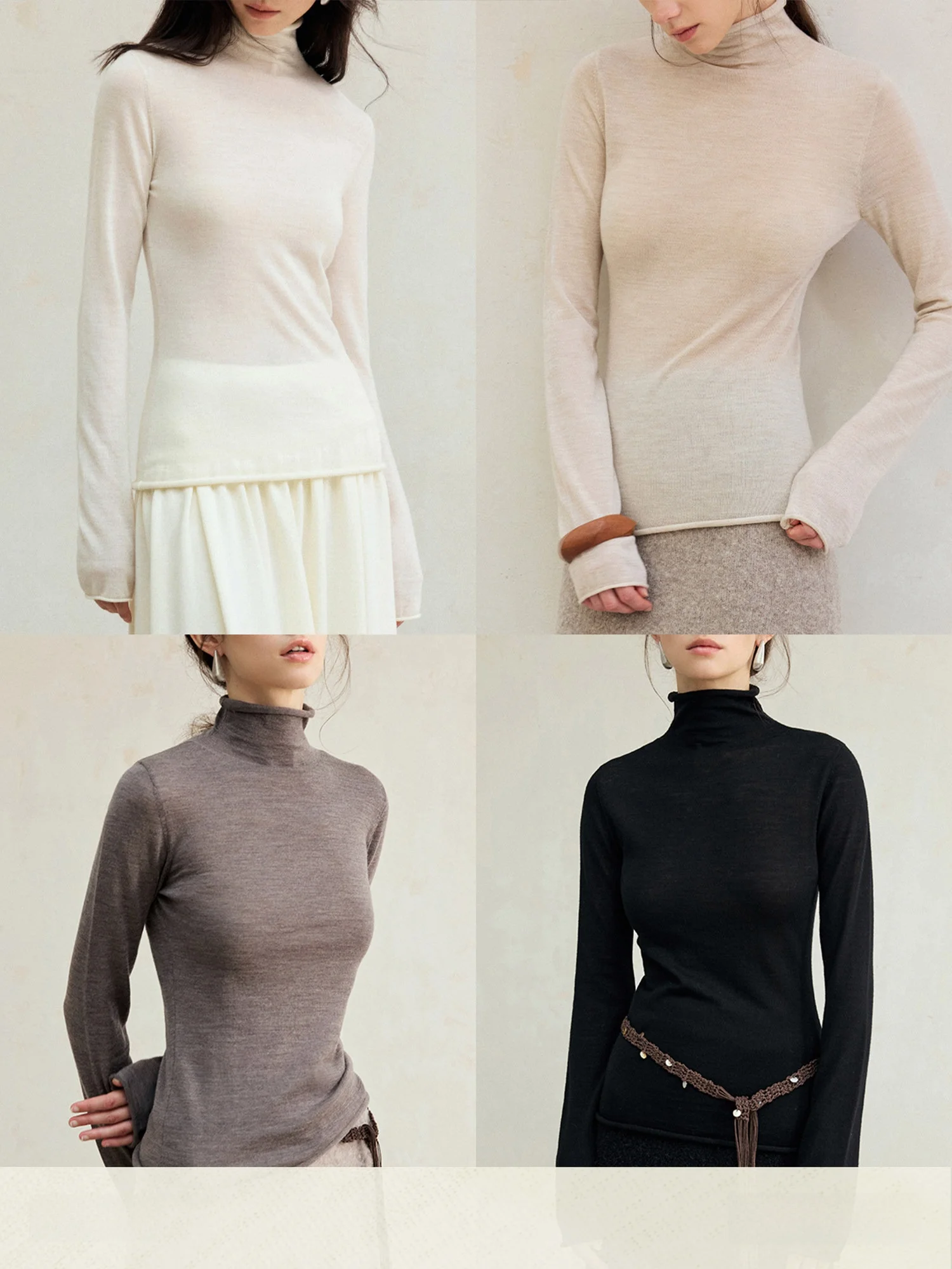 

MURMURMI Высококачественный шерстяной свитер с высоким воротом, мягкий вязаный джемпер из 100% шерсти, повседневный, простой дизайн, для женщин