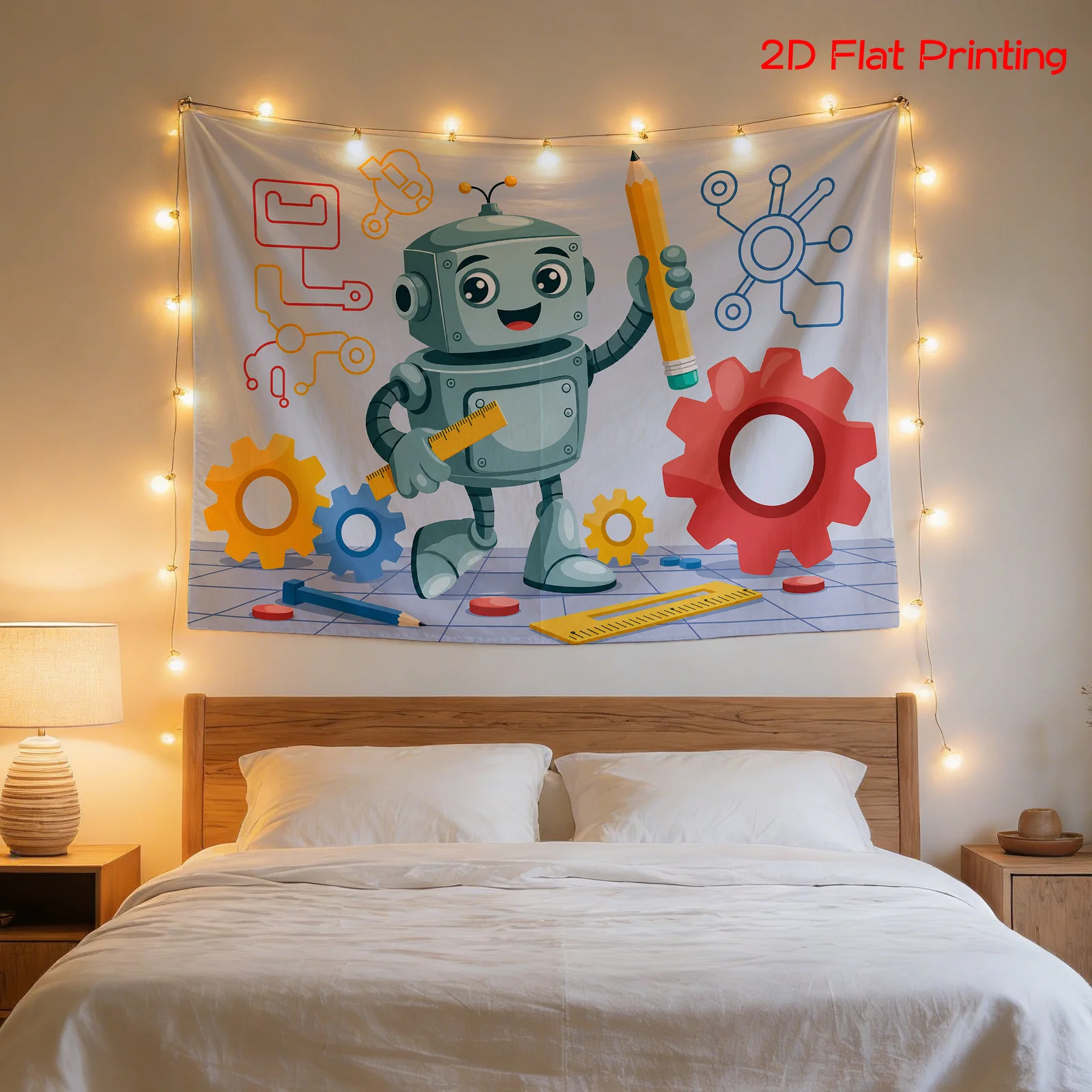 Modern Robot Blueprint Tapestr - Science Nursery recension och pris