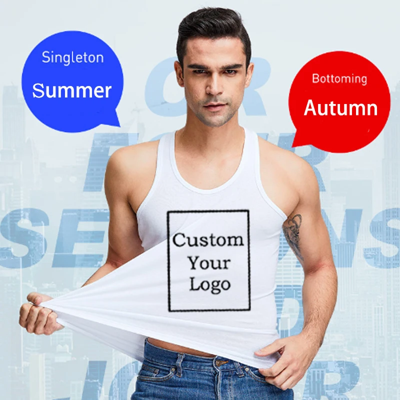 Fashion Cotton Custom Sleeveless Vest Make Summer Design Logo Men Tank Tops Personalized Hip Hop Fitness Sports Streetwear 2024