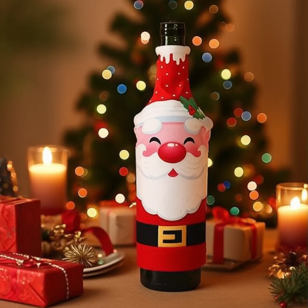 1-10PCS Cartoon Snowman Wine Bottle Cover Reusable Christmas Decoration for Restaurants Family Dinners Holiday Party Atmosphere