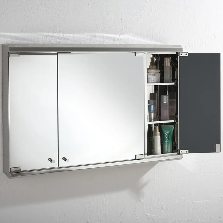 Three Door Big Storage Stainless Steel Cabinet With Mirror