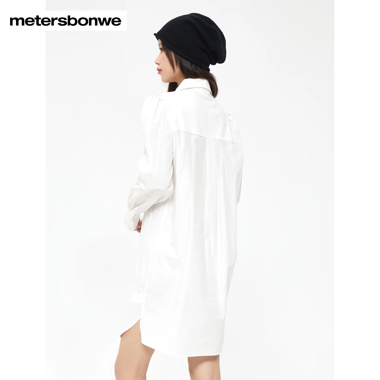 Metersbonwe Jurk Avond Vintage Feestjurk Vrouwen Lente Oversized Mid Length Jurken 100 Katoen Hoge Kwaliteit Shirt Merk