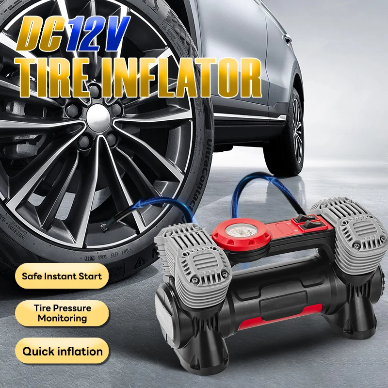 Restaurant Furniture Set Four Cylinder 12V ABS Material Tire Inflator Heavy Duty Air Compressor 240W High Power Fast Inflation w