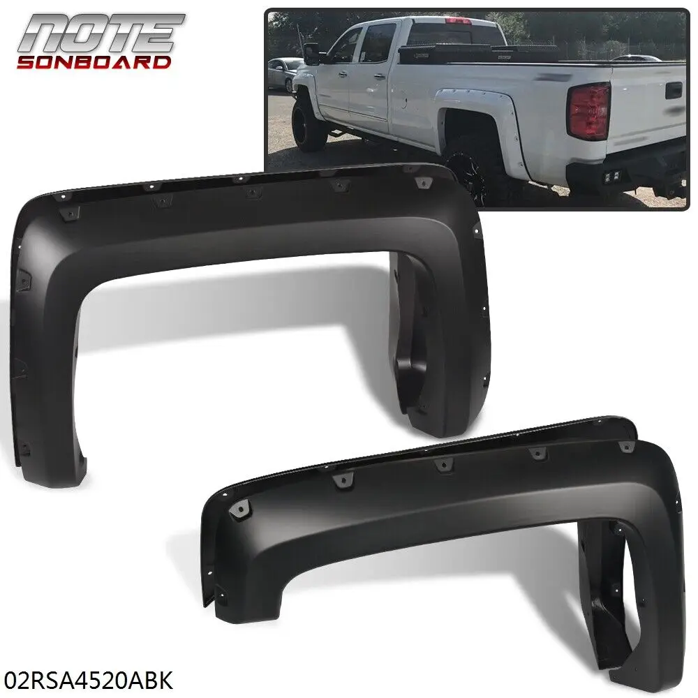 

Pocket-Riveted Wheel Fender Flares Fit For 2014-2018 Chevy Silverado 6.5'-8' Bed United States