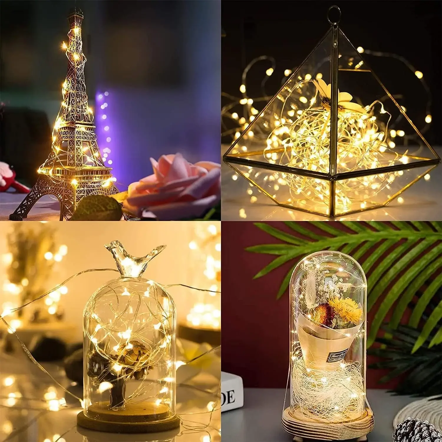 9-teiliges LED-Mini-Lichterkette, 2 m/20 Lichterkette, 3 Modi, batteriebetrieben, für Flasche, Weihnachtsbaum, Hochzeit, Balkon, Party-Dekoration