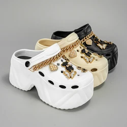 Metalen Beer Dik Bodemgat Schoenen 9Cm Dames Buitenkleding Zomer Strand Baotou Sandalen Met Hoge Hakken Slippers Modetrend