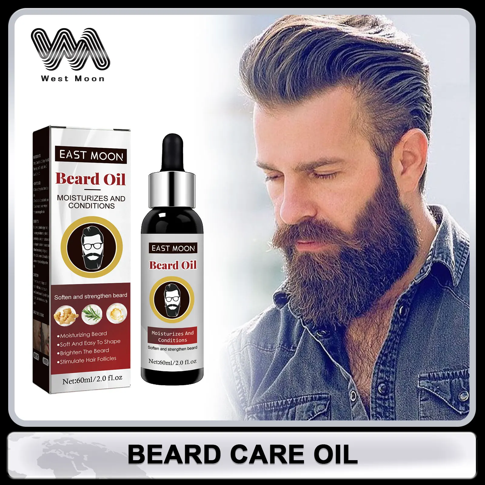 

Beard Care Oil to Grow Fast for Men Anti Hair Loss Frizz Soften the Beard Smoothing Nourish Mustaches Styling Beard Growth Oil