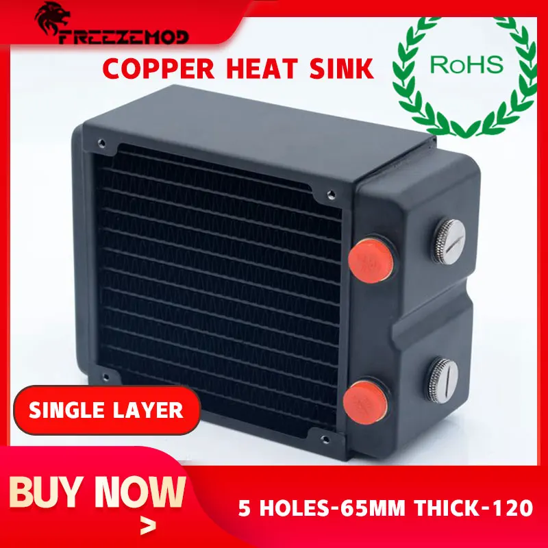 

FREEZEMOD TSRP-HP65-120 Heat Sink 120mm Computer PC Water Cooler Copper Radiator 3 Layers 65MM Thick Copper Fins G1/4