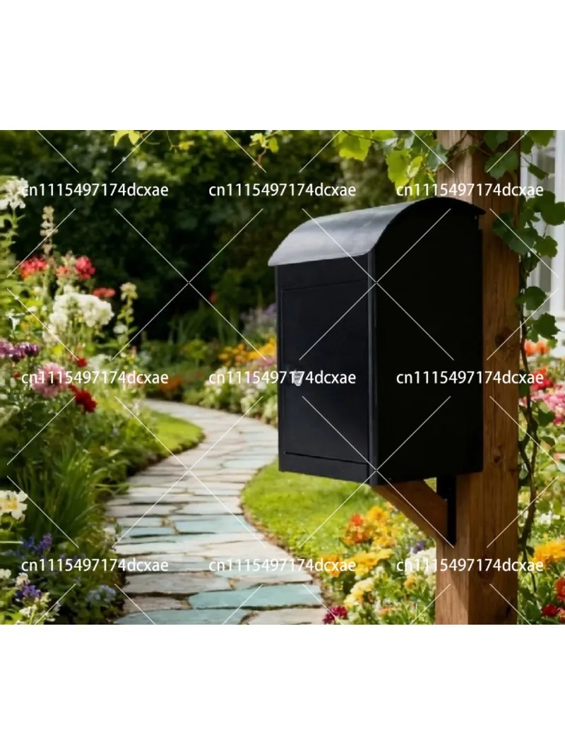 Solar Wood Grain Wall Mounted Mailbox Outdoor Package Drop Box for Home