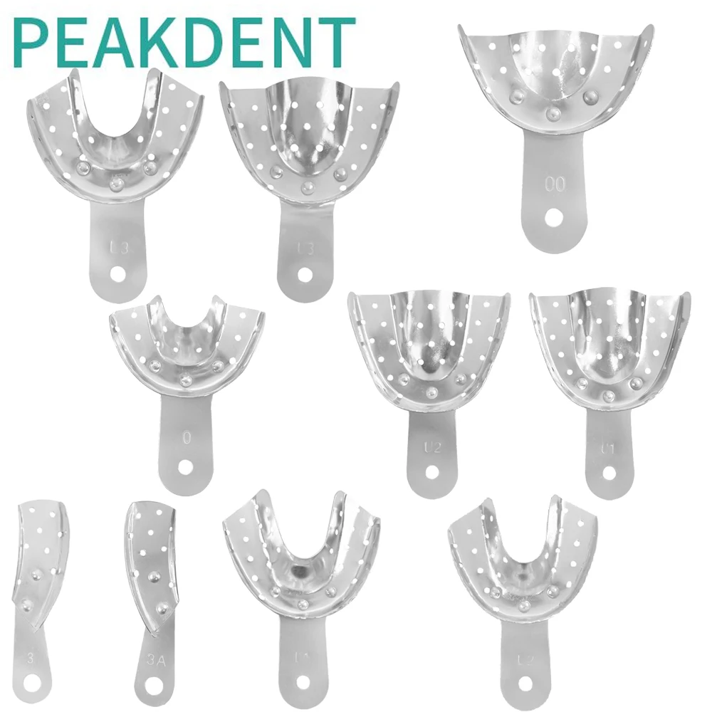 

10Pcs/set Dental Impression Trays Aluminum Alloy Teeth Holder Trays Autoclavable with Hole For Dentistry Lab Instrnment