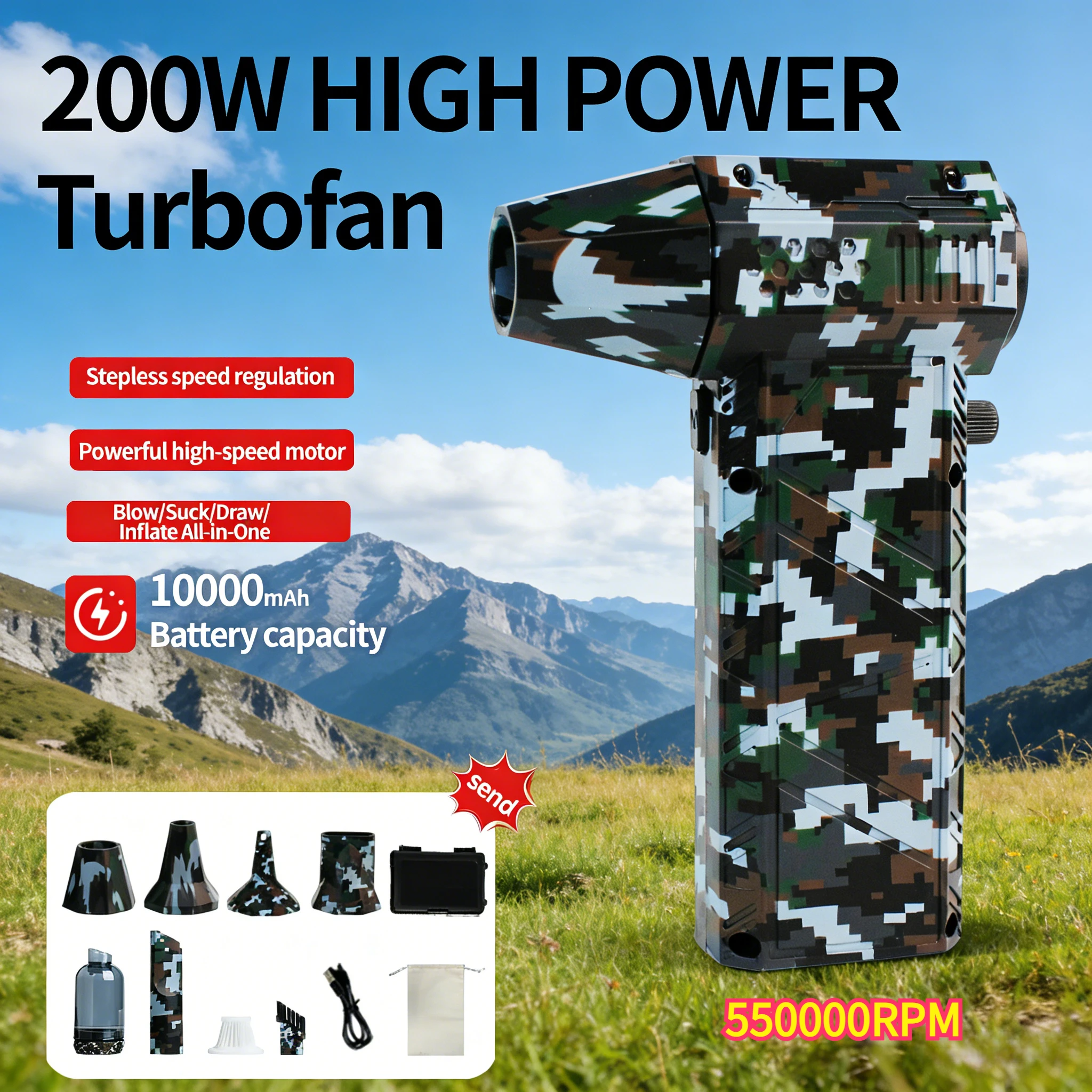 

X6 Turbo FanМного назначения для домашнего охлаждения, снегоочистителя, кемпинга, чистки ПК/клавиатуры, пыли переменного тока и путешествий. | Рождество