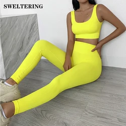 2 pezzi senza cuciture Fitness donna Yoga Suit palestra Push Up abbigliamento allenamento Sport Set reggiseno sportivo imbottito vita alta Legging abbigliamento sportivo