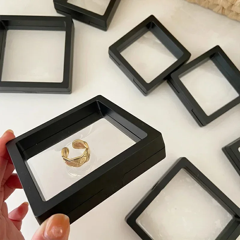 

S/M/L New Film Jewelry Storage Box 3D Packaging Case Free Stand Floating Frame Membrane Ring Earrings Necklace Display Holders