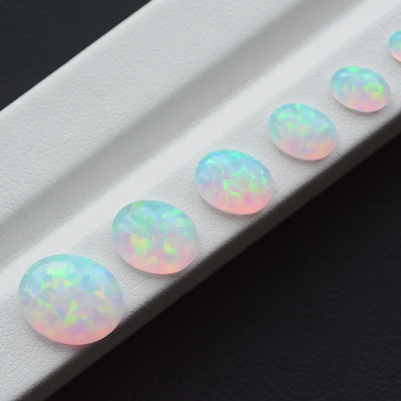 Boxed Pretty Opal Gem Loose Stone 10×14mm Oval Flat Loose Gemstone Fire Color For Jewelry Making/Mosaic/Collection/Gift