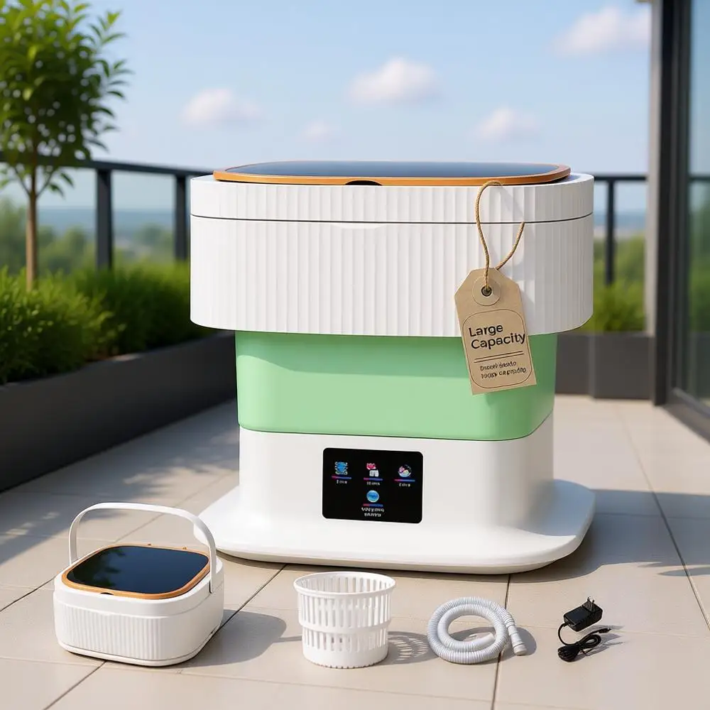 

Портативная мини-стиральная машина - компактная настольная стирально-сушильная машина, маленькая портативная стиральная машина (зеленая, большая)