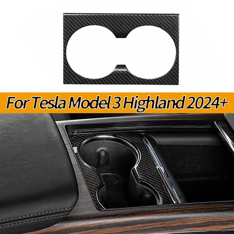 

Applicable to Tesla Model S/X real carbon fiber center console cup holder panel frame protection sticker interior modification.