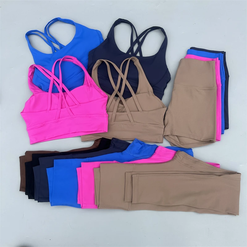 Yoga Suit 3 Pieces Gym Women Sportswear Running Exercise Pilates Fashion Sexy Hot Girl Fitness Suit Soft And Comfortable Elastic