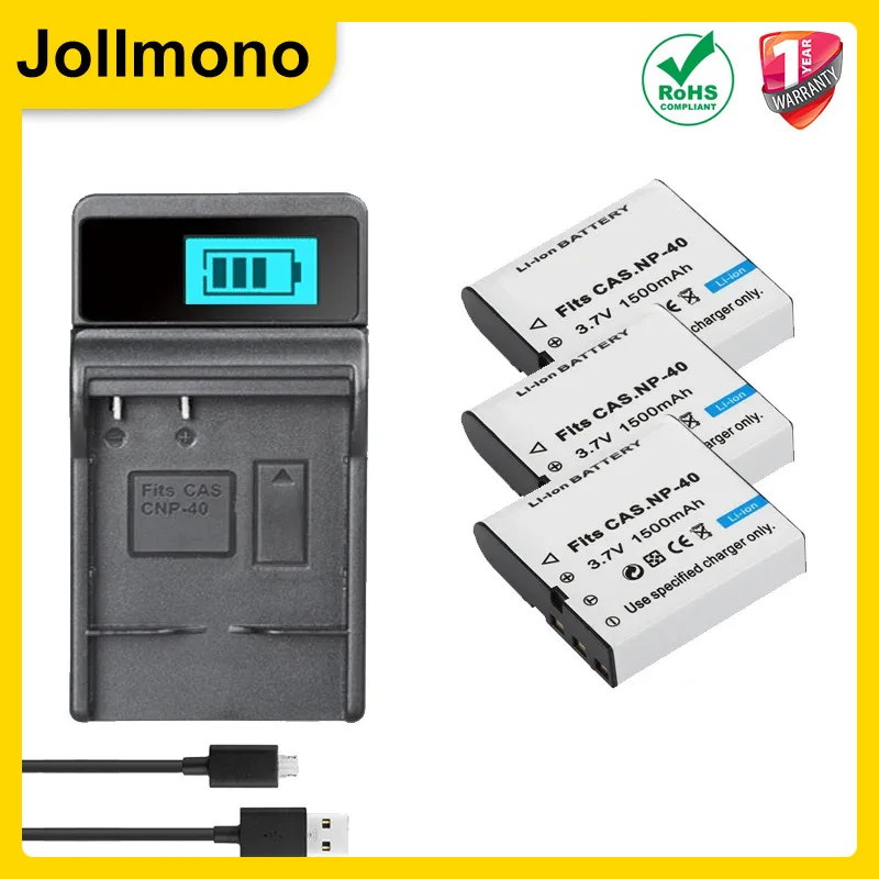 1500mAh NP-40  CNP40 Rechargeable Camera Battery + USB Charger for Casio EX-Z30/Z40/Z50/Z55/Z57/Z750 EX-P505/P600/P700 PM200