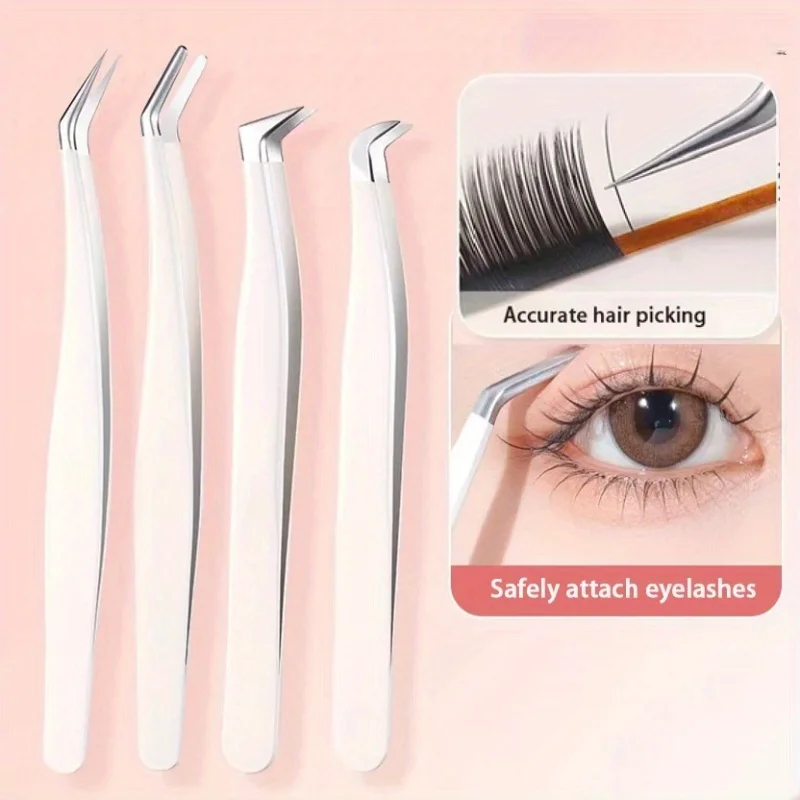 Multifunctional Tweezers Stainless Steel Eyelash Tweezers Grafting False Eyelash Patches False Eyelash Aids Portable Tweezers Be