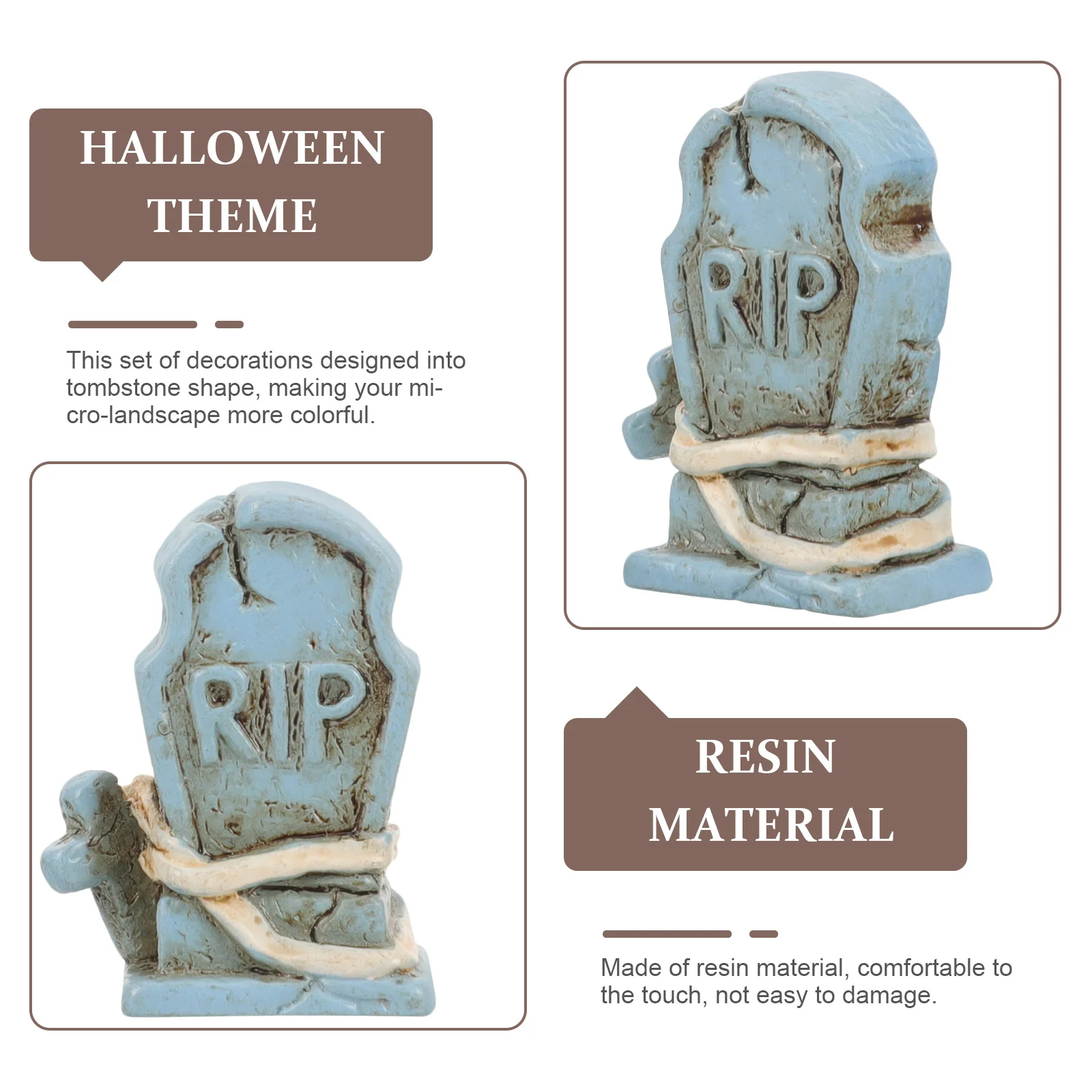 10 Pcs Halloween Tombstone Miniatures Decorations Graveyard Village for Cemetery Tombstones Toy