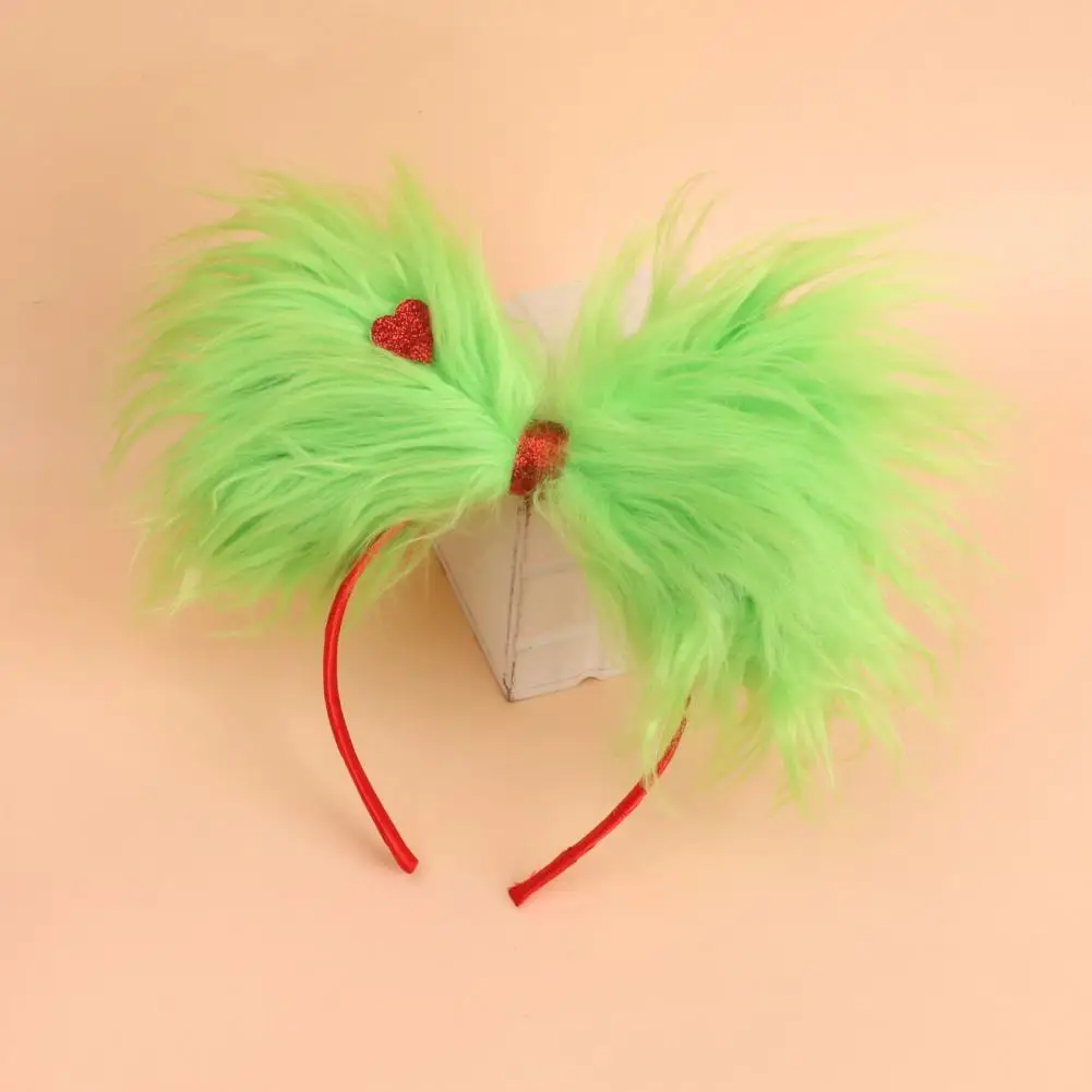 

Christmas Hair Hoop Green Fluff Design Lightweight Festive Headband Versatile Cosplay Hair Accessory