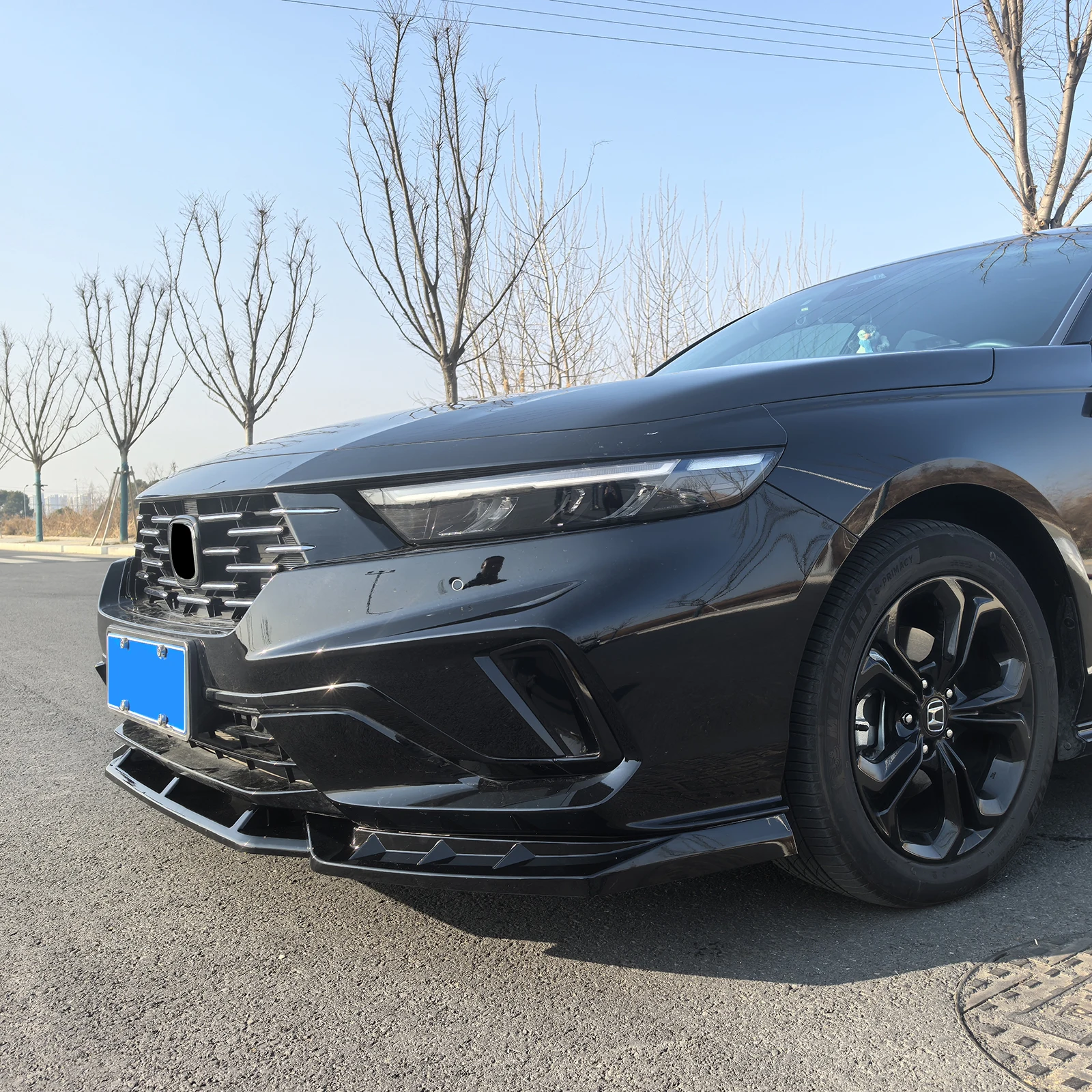 

Front Bumper Spoiler Lip Gloss Black Lower Splitter Blade Guard For Honda Accord 11th 2023-2026 Sedan 4-Door
