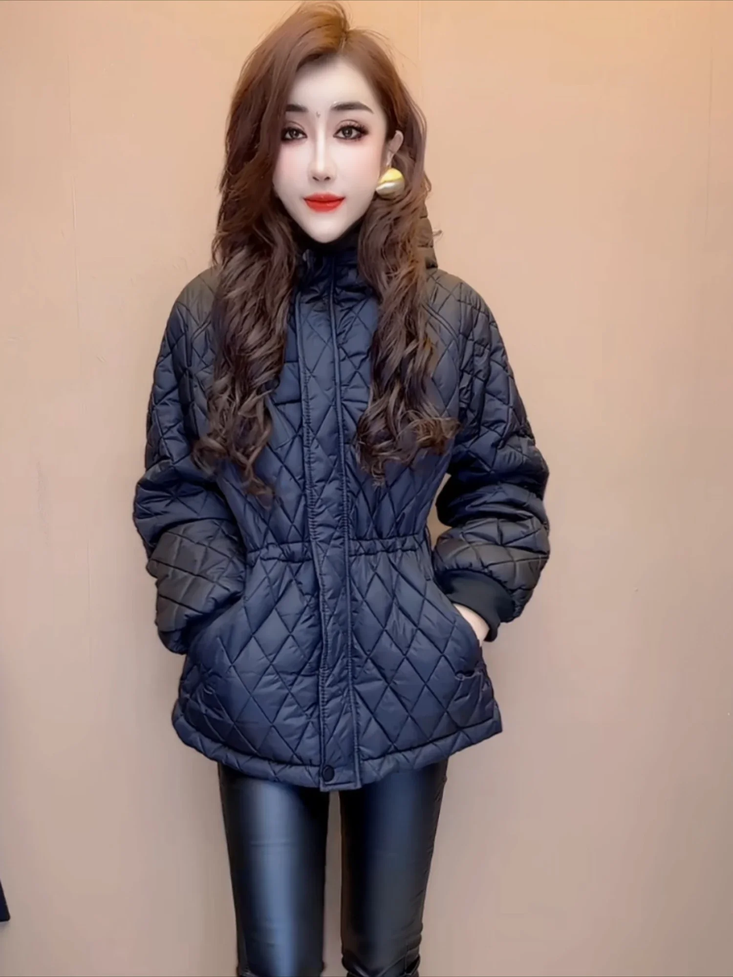 Parkas Woman Check Quilted Blouson Long Padded Jackets Black Cotton Coats for Women Luxury Outdoor Clothes Offers High Quality