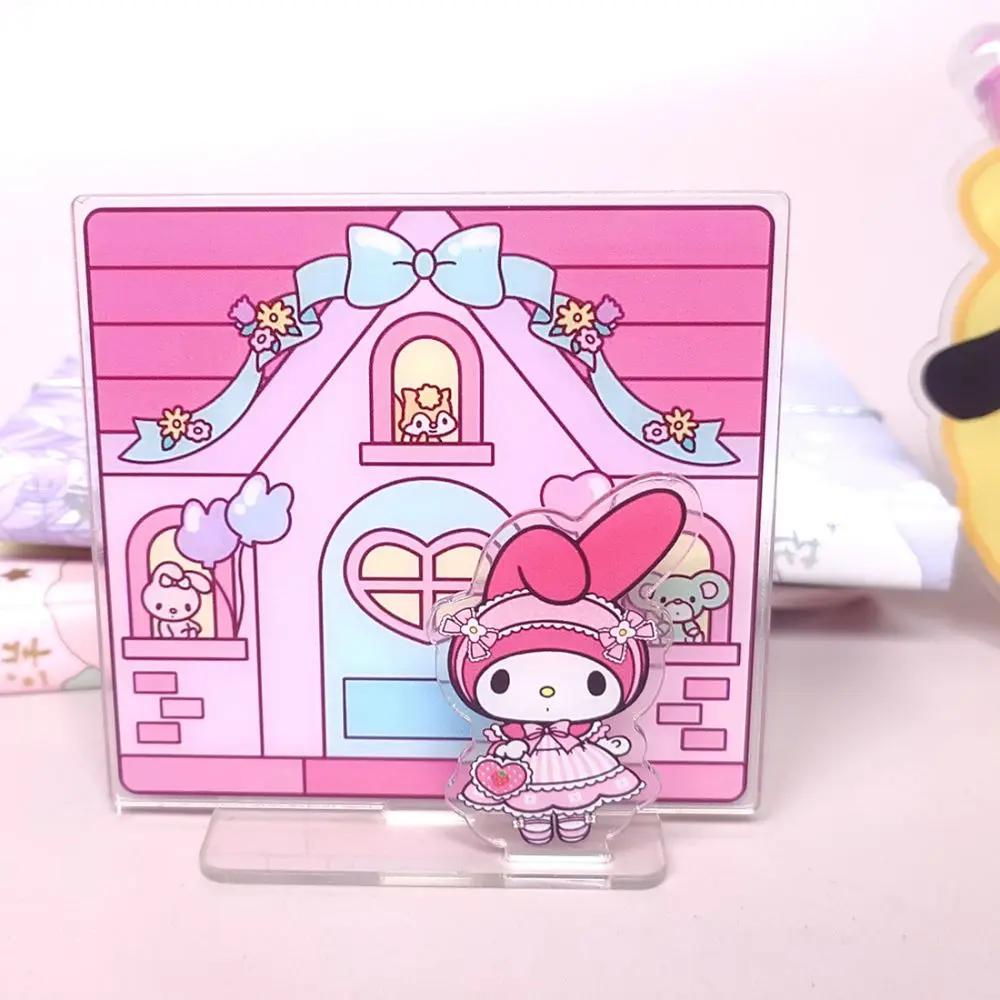 Sanrio Kuromi Mymelody Anime Figure Cinnamoroll Desktop Inspirational Stand Card Acrylic Note Clip Funny Creative Decoration