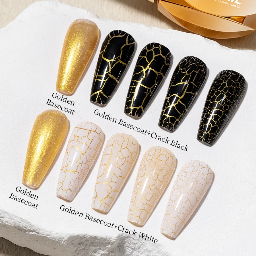 Crackle Gel Nail Polish Magic Black White Unique Variegated Cool Crackle Pattern Natural Air-drying Styling for Salon DIY Home