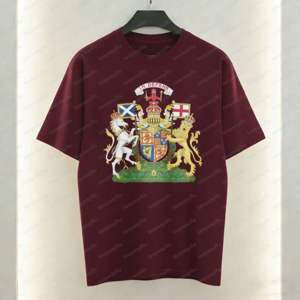 Scotland Royal Coat of Arms Cotton T-Shirt for Men Scotland Football Fans in Defens Crest Graphic Unisex Tee Summer Casual Tops