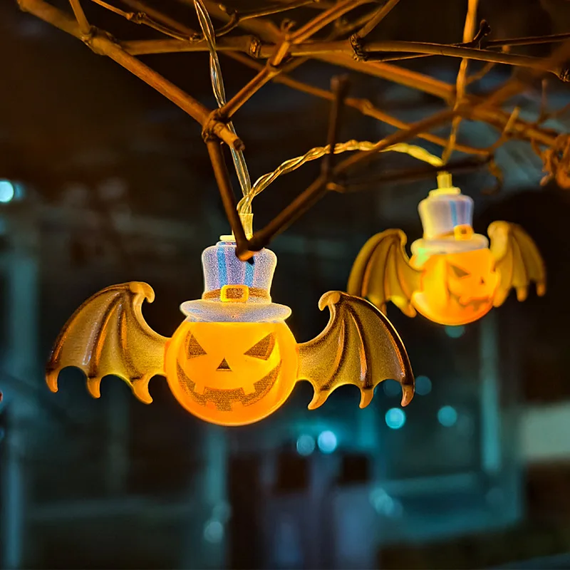 

Украшение на Хэллоуин, летучая мышь, тыква, гирлянда, фонарь Джека, светодиодные фонари для внутренних окон, украшения, световой декор N010