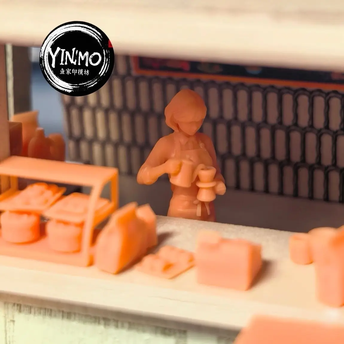 1/64 Scale Coffee Shop Diorama Unpainted Miniature Figures Kit All Scene Accessories As Shown No Small Houses Included
