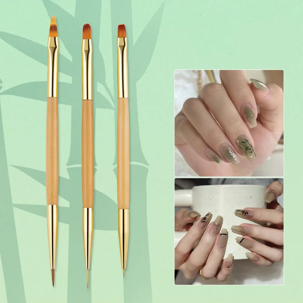 1/3Pc Double End Nail Brush Pen 3D Tips DIY UV Gel Flowers Liner Brush Painting Pen Professional Salon Manicure Tools