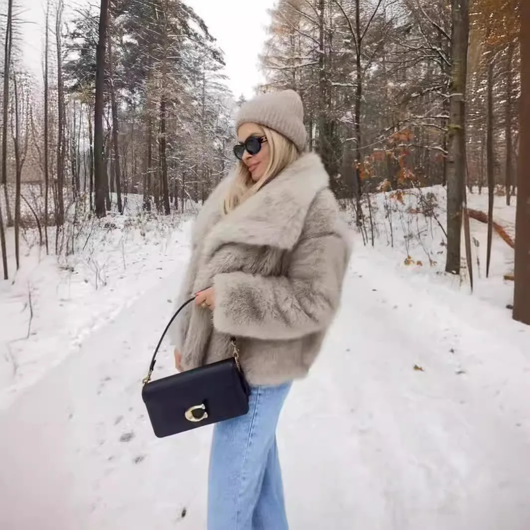 

For Female Thick Versatile Lady's Mink Fur Coat Winter Women's Artificial Fur Coat Long Hair Detailed Faux Fur Jacket