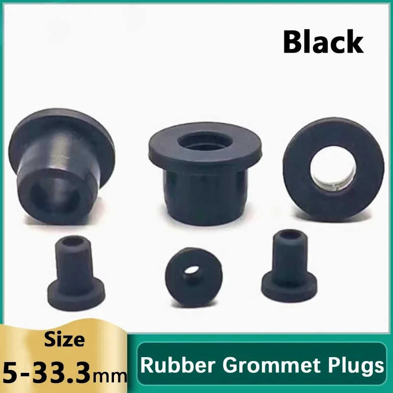 Black Silicone Hole Stopper Plugs Rubber Grommets Sealing Gasket 5~33.3mm For Cable Wire Protect Gaskets