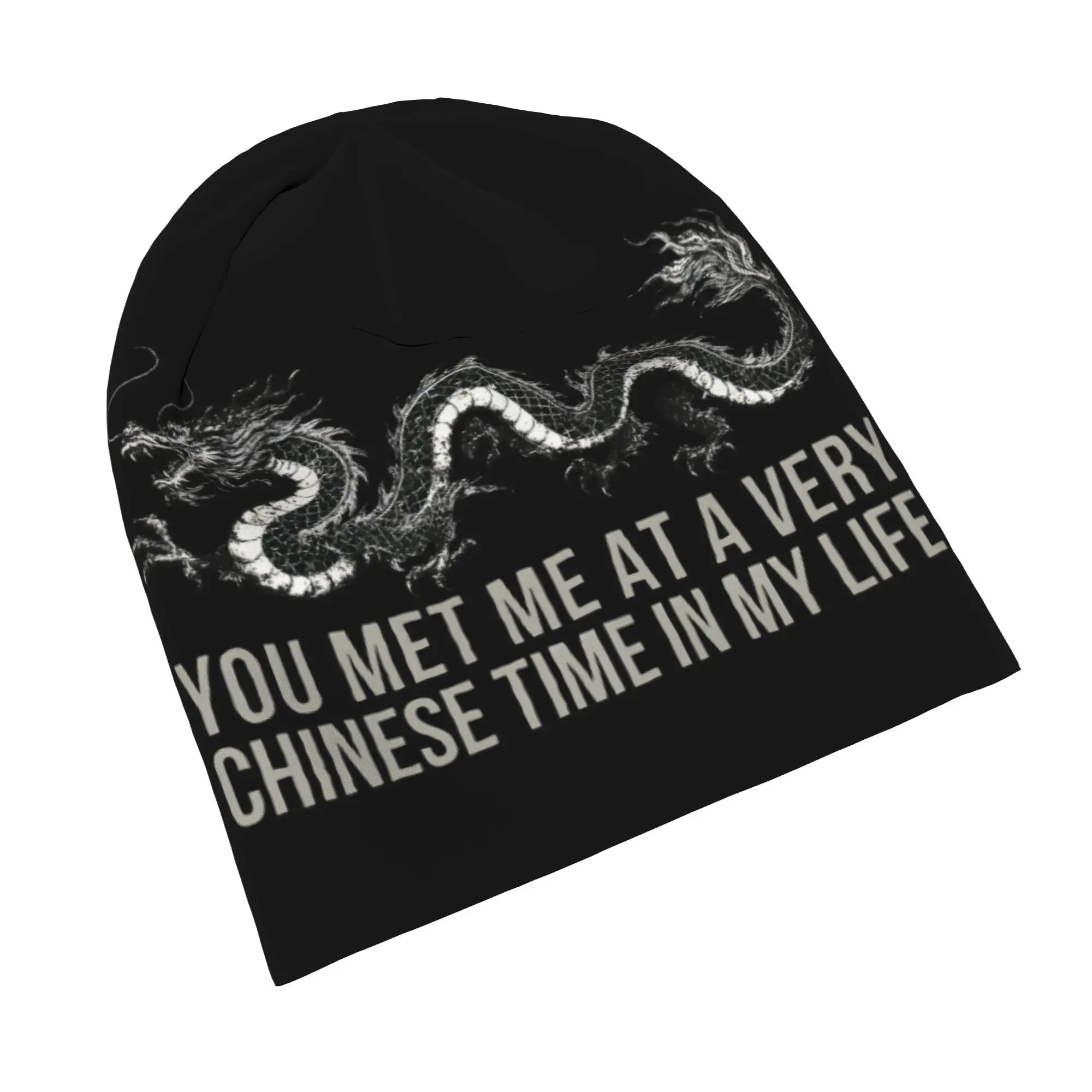 You Met Me At A Very Chinese Time In My Life Bonnet Hats Fashion Street Skullies Beanies Hats  Spring Dual-use Caps
