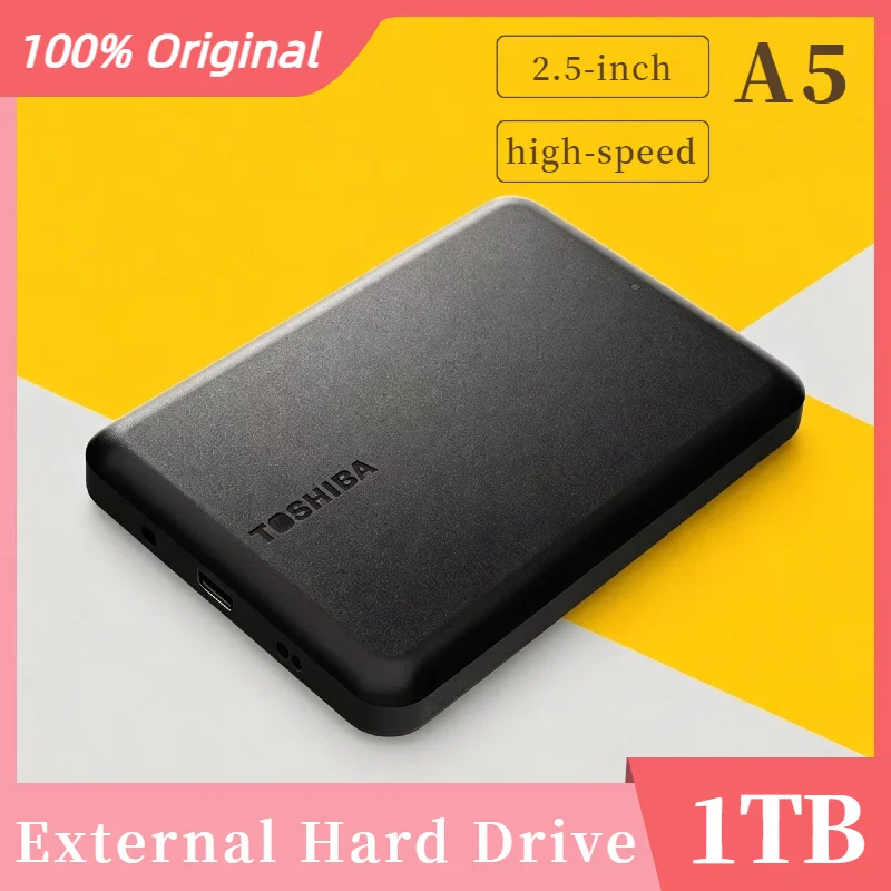 

Authentic New OEM For Toshiba A5 Series Small Black 2.5" Portable Storage USB 3.2 Gen1 High Speed 1TB for Mac Backup Signature