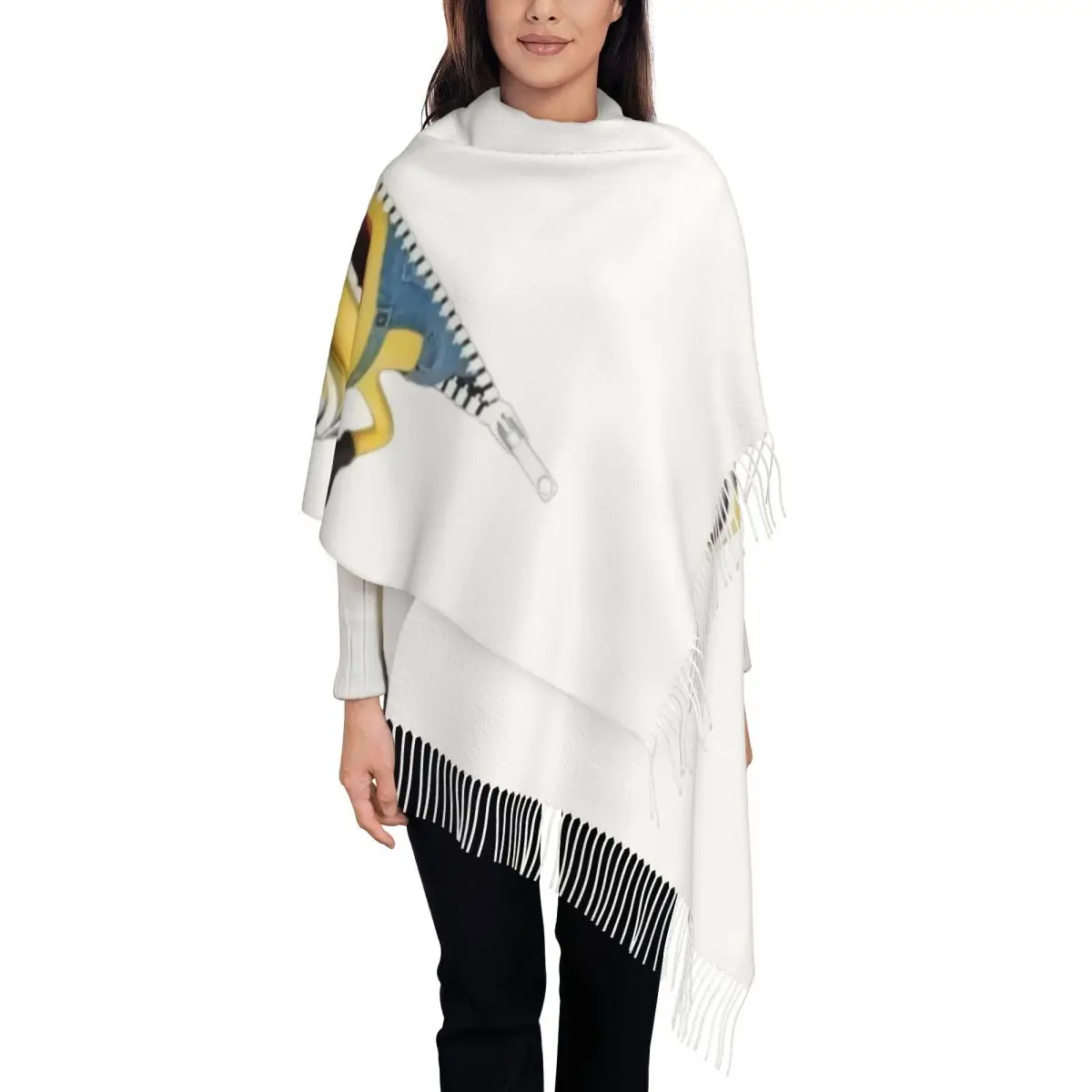 

Женский шарф с рисунком аниме M-Minions на заказ, длинные зимние теплые шаль с кисточками, шарфы унисекс