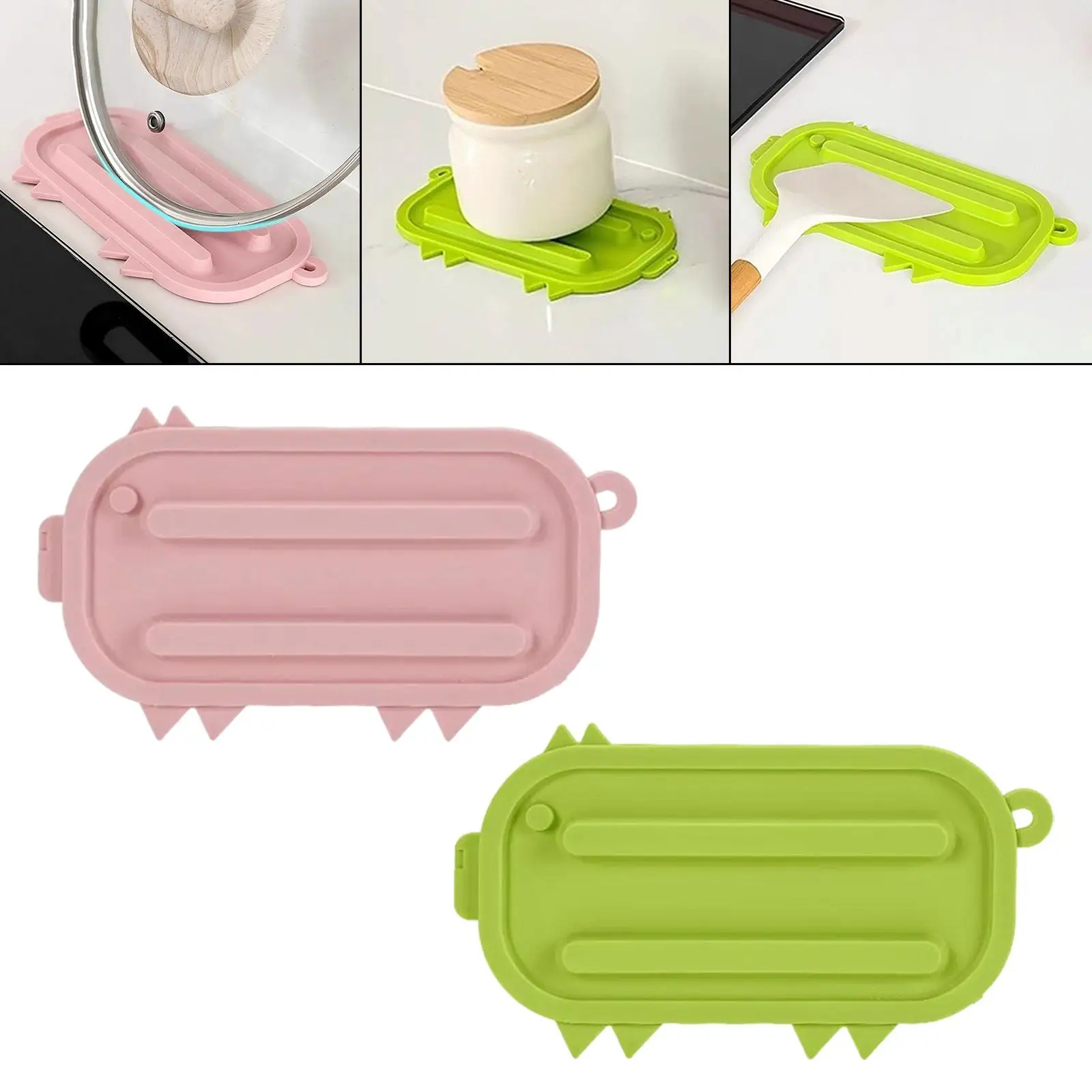 

Silicone Pot Lid Holder Mat 17.5x9.5cm Trivet for Hot Dishes Practical Cute Shape Pan Pot Cover Lid Rack Keep Tidy Versatile