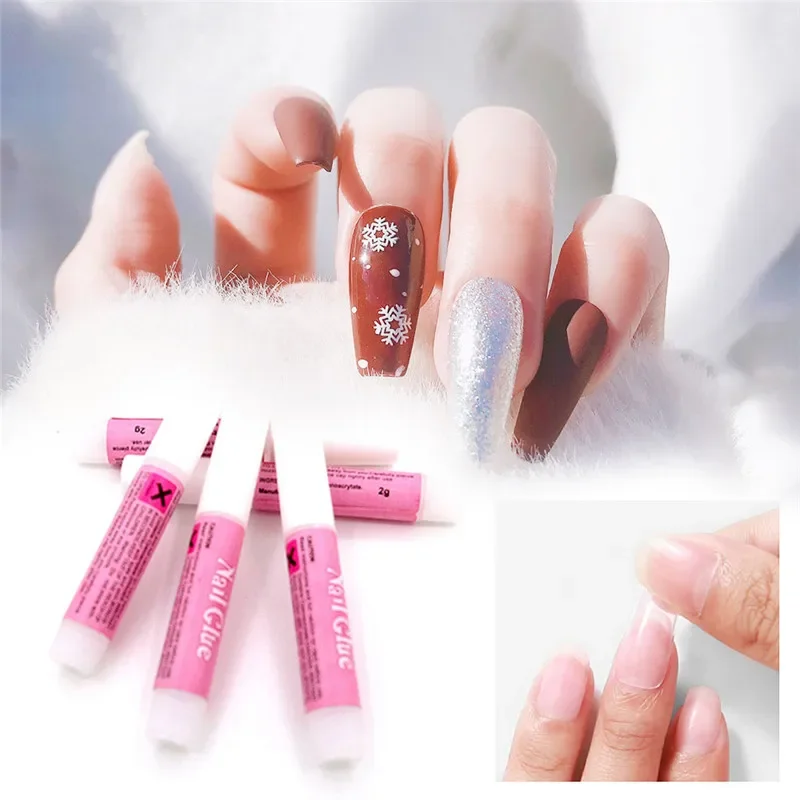 10Pcs/Bag Mini Beauty False Nails Glue Decorate Tips Acrylic Glue on Nails Art Accessories Fake Nail Extension Nail Glue 2g/Pcs