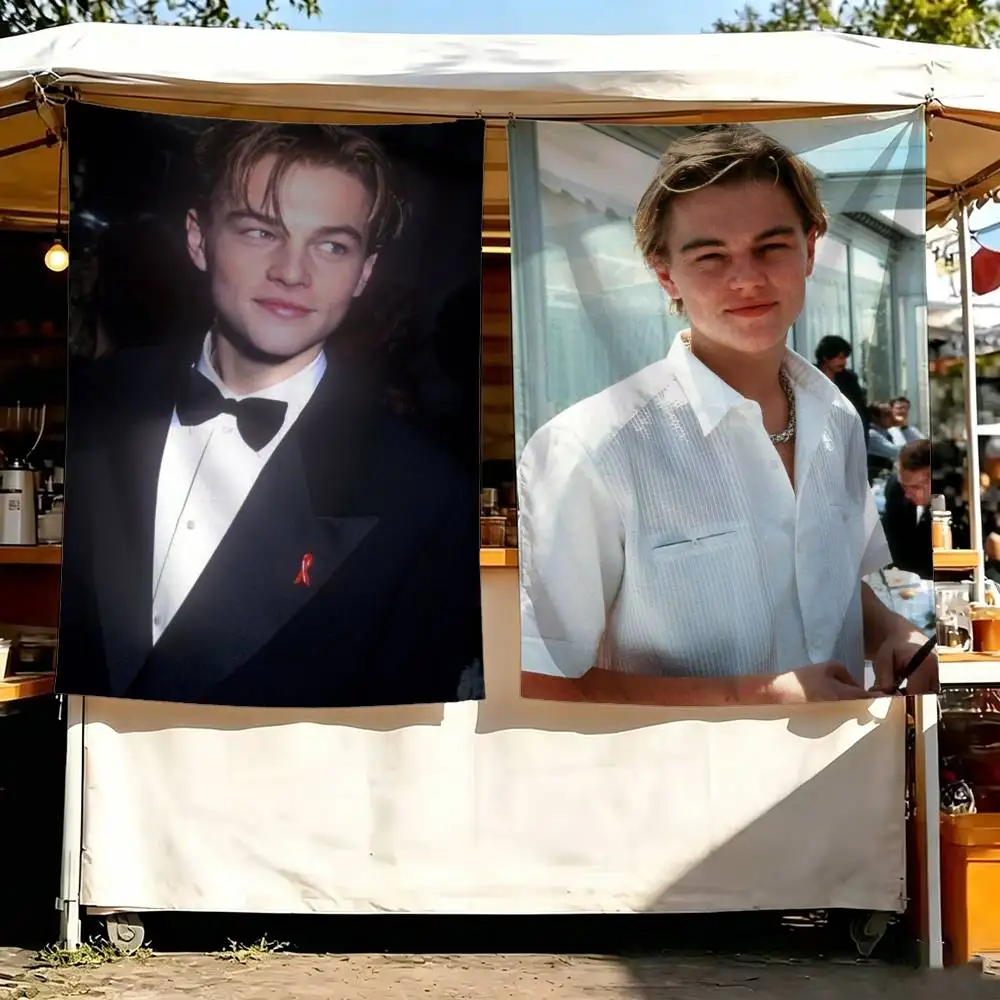 L-Leonardo DiCaprio Actor Flag Digital Printing Banner for Garage Wall Out Door Decoration