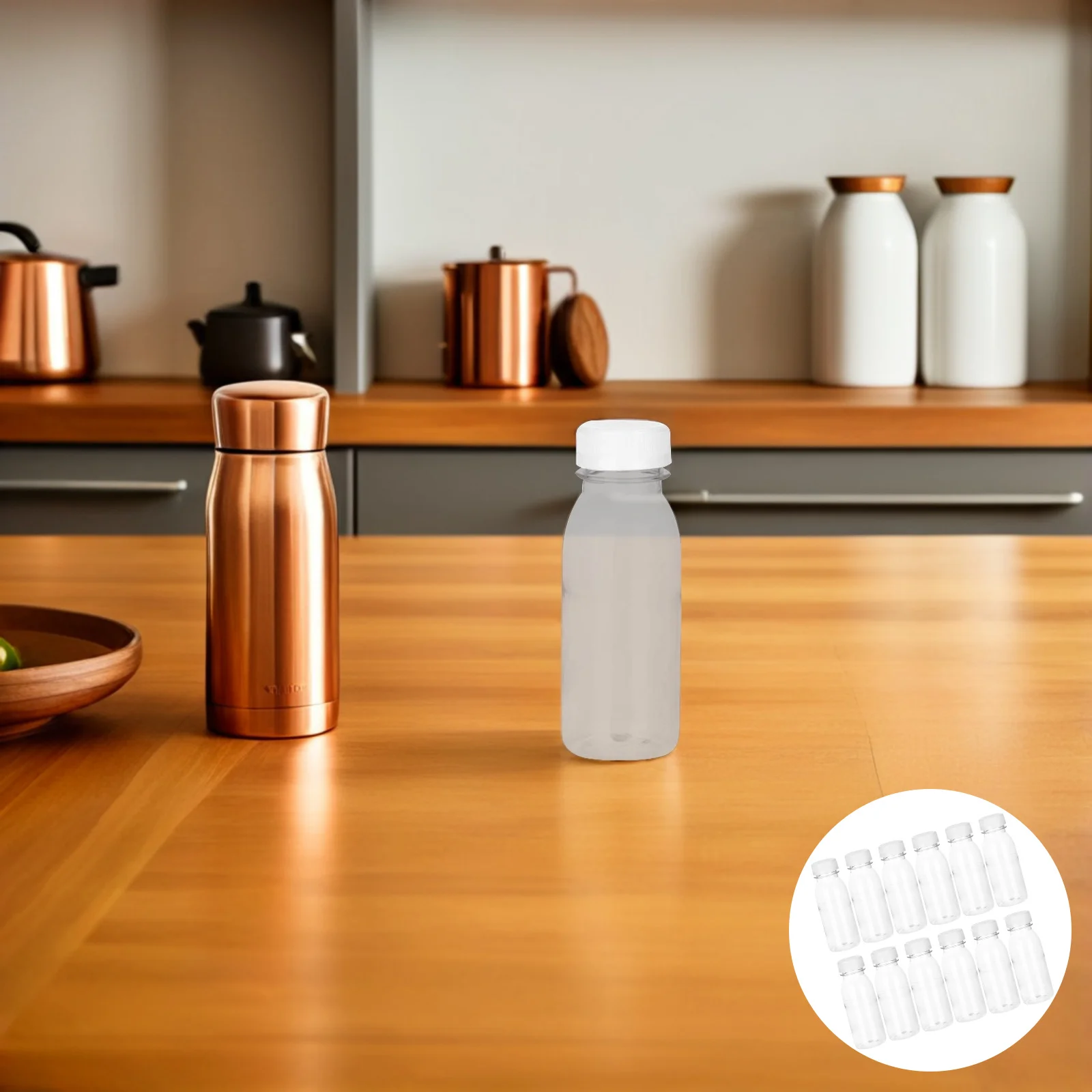 

12Pcs Plastic Juice Packaging Bottles Transparent Portable Beverage Container Smooth Edge Sealing with Caps