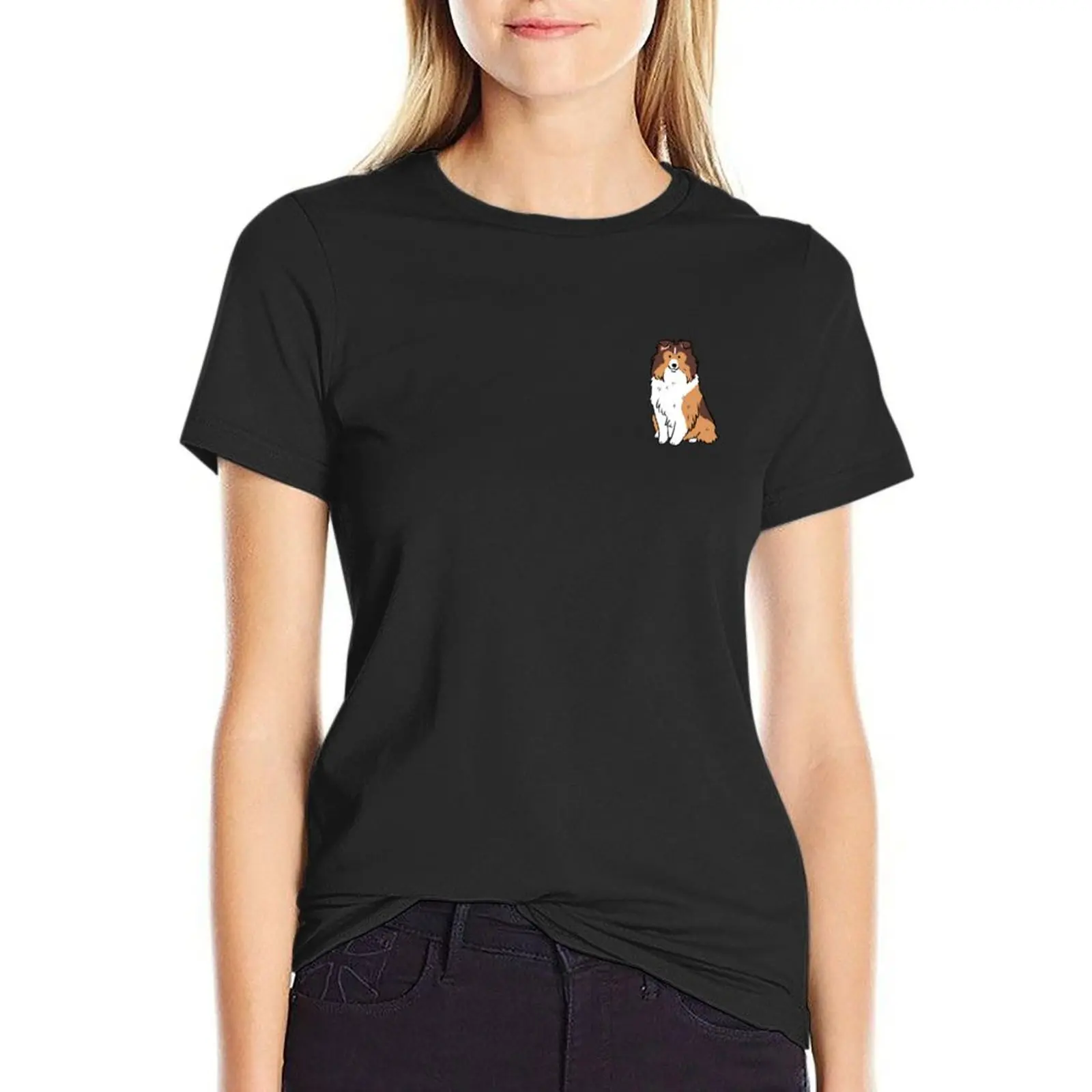 Shetland sheepdog cute illustration T-Shirt tops heavyweights funnys oversized t shirts for Women