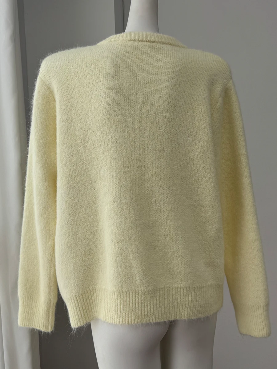 Hirsionsan Eleganter Langarmpullover für Damen, 2024, neue einreihige weibliche lässige Strickjacke, weicher Kaschmir, gestrickt, Oberbekleidung – Detail 26