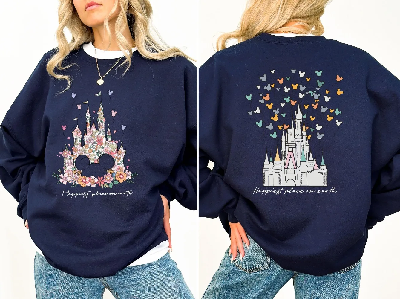 

Disney Castle Floral Sweatshirt Magic Kingdom Sweatshirt Vintage Disney Sweatshirt Happiest Place on Earth Sweatshirt