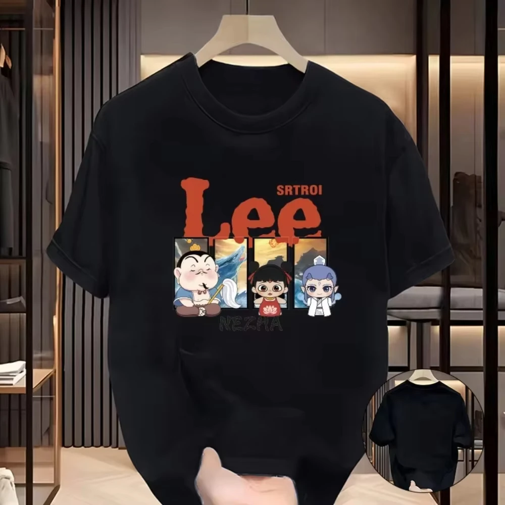 

Новейший летний мужской свободный повседневный модный топ с круглым вырезом и принтом для пар, подходит для всех, футболка из 100% хлопка