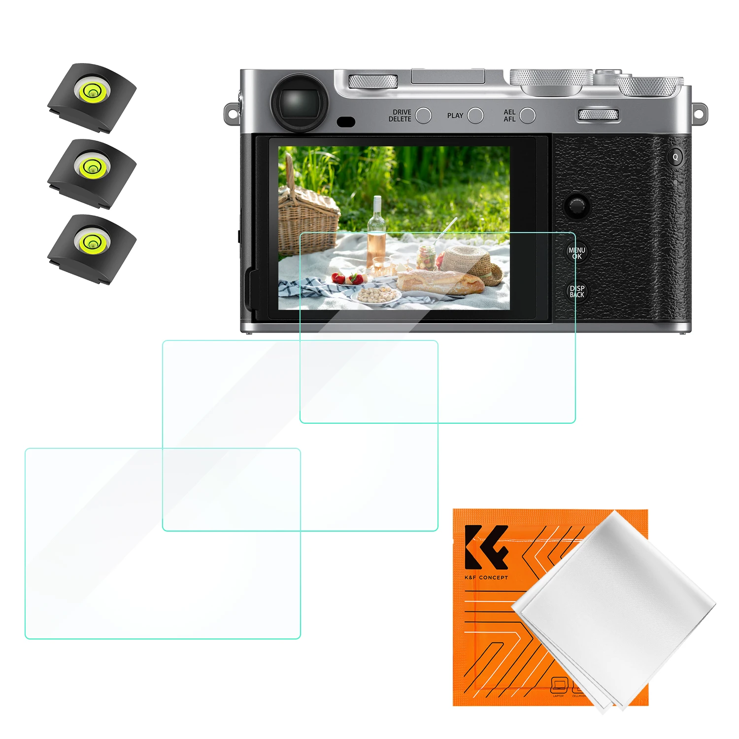 K&F CONCEPT 3 Stuks Schermbeschermer voor Fujifilm XE5 XM5 Camera PF28 Ultrahelder Gehard Glas Krasbestendig Ultrasterk