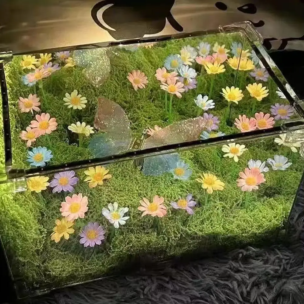 DIY Infinite Mirror Flower Lamp Kit Handmade Self-Assembly Acrylic Colorful Flower Butterfly Night Light For Bedroom Home Decor